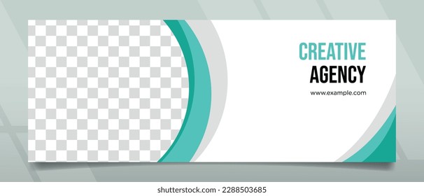 Banner design with whitespace and teal colored ornament for creative agency