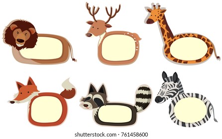 Banner design with wild animals border illustration