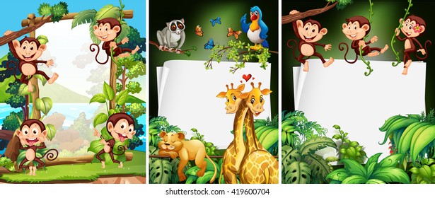 Banner design with wild animals illustration