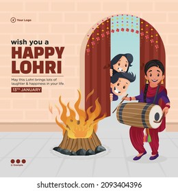 Banner design of wish you a happy lohri template.