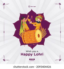 Banner design of wish you a happy lohri template.