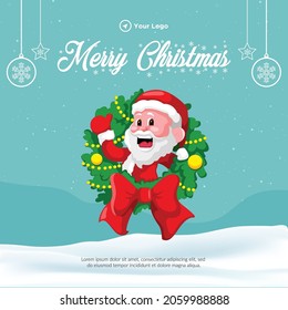 Banner design of wish you a merry Christmas festival template. 