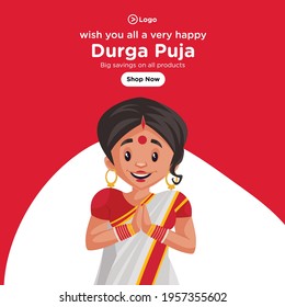 Banner design of wishing you all very happy durga puja. Vector graphic illustration. 