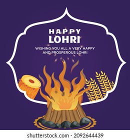 Banner design of wishing you a very happy and prosperous lohri template. 