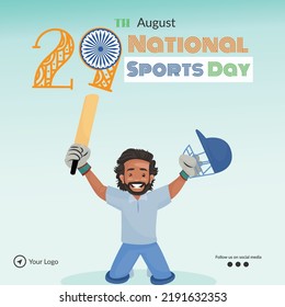 Banner design of wishing you a very happy national sports day template.