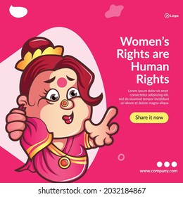 Banner design of women's rights are human rights template.
