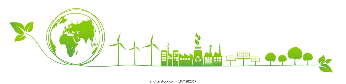 Banner design for World environment day, Sustainability development, Ecology friendly and Green Industries Business concept, Vector illustration 