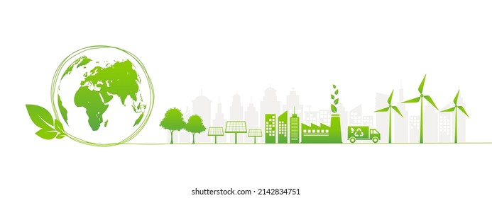 Banner Design For World Environment Day, Earth Day, Eco Friendly And Sustainability Development Concept, Vector Illustration