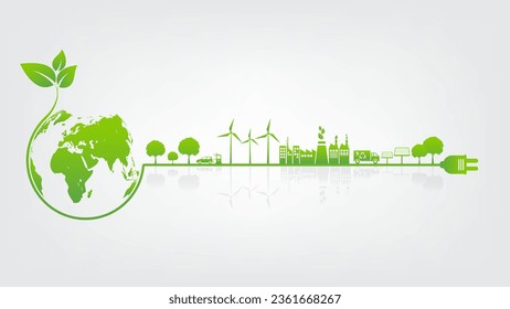 Banner design for World environment day, Sustainability development, Ecology friendly and Green Industries Business concept, Vector illustration