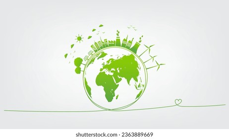 Banner design for World environment day, Sustainability development, Ecology friendly and Green Industries Business concept, Vector illustration