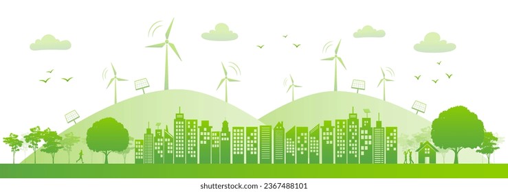Banner design for World environment day, Sustainability development, Ecology friendly and Green Industries Business concept, Vector illustration