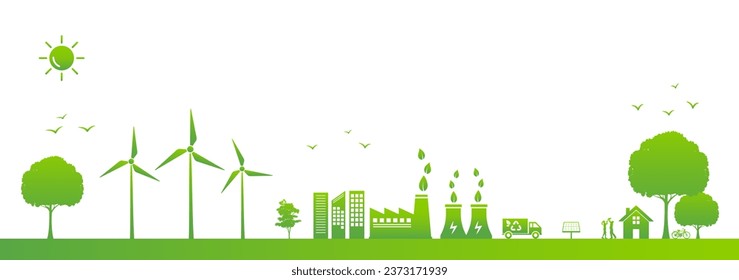 Banner design for World environment day, Sustainability development, Ecology friendly and Green Industries Business concept, Vector illustration