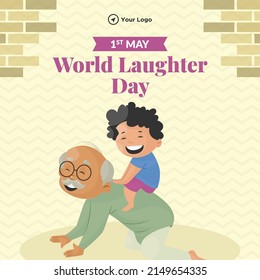 Diseño de pancartas de la plantilla de estilo de caricatura del día de la risa mundial.