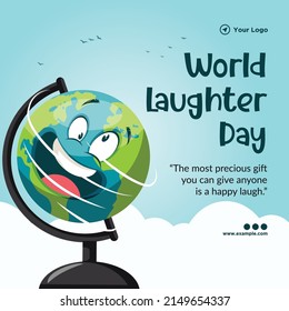 Banner design of world laughter day cartoon style template.