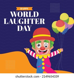 Banner design of world laughter day cartoon style template.