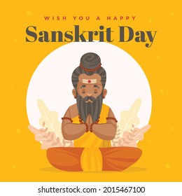 Banner design of world sanskrit day cartoon style Illustration.