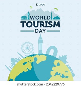 Banner design of world tourism day template.