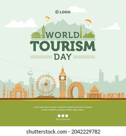 Banner Design Of World Tourism Day Template.