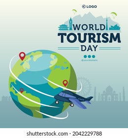 Banner design of world tourism day template.