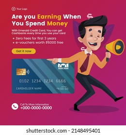 Banner design of are you earning when you spend money cartoon style template.