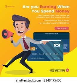 Banner design of are you earning when you spend money cartoon style template.
