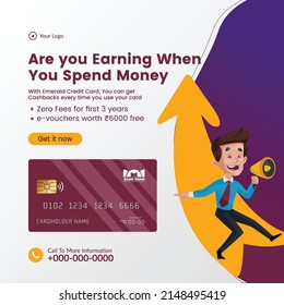 Banner design of are you earning when you spend money cartoon style template.