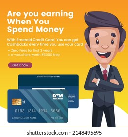 Banner design of are you earning when you spend money cartoon style template.