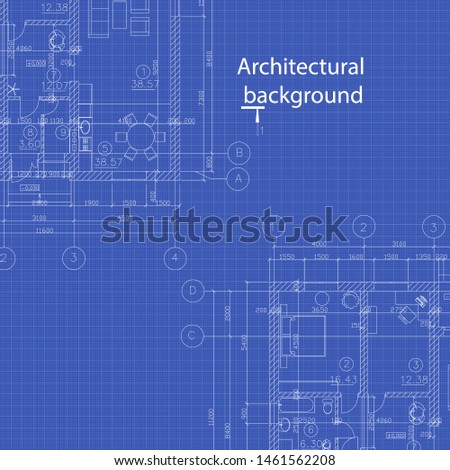 Banner with detailed architectural floor plan. Blueprint vector background. Modern design suburban house.