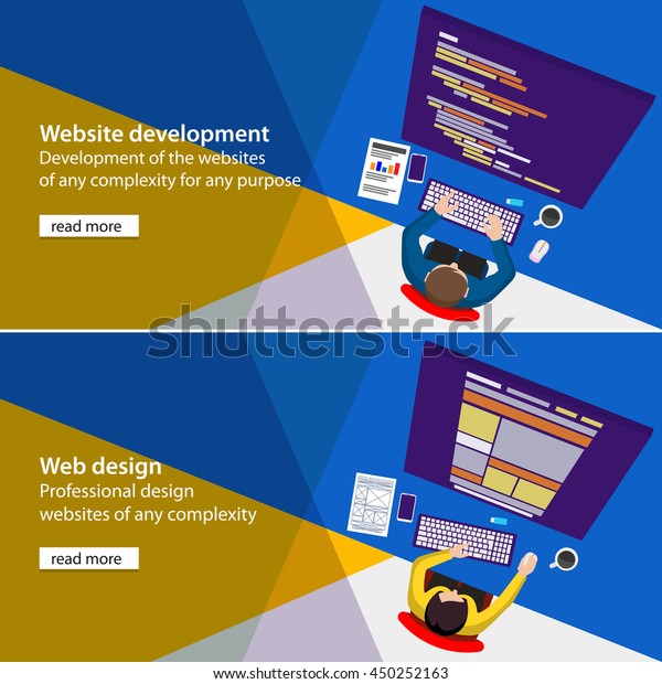 Banner Development Design Sites Flat Top Stock Vector Royalty