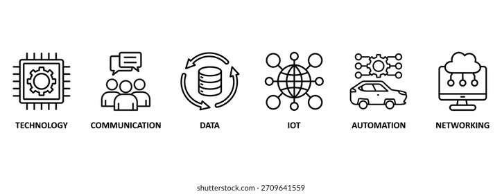 Banner digitilization concept as vector illustration with keywords and icons