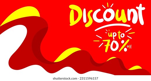 banner discount in red and hand drawn lettering design