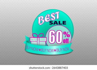 Banner with discount text, with percentage and discount icons.