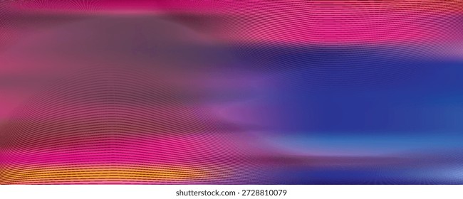 Anuncio con efecto de glitch distorsionado con movimiento Abstractas púrpura rosa verde neón arco iris ondulado entrelazado fondo digital. Futurista rayado glitched cyberpunk diseño Retro rave 90s, 2000s colores