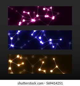 Banner with DNA. Molecule structure glowing background, vector illustration, eps 10