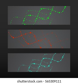 Banner with DNA spiral. Molecule structure. Abstract background