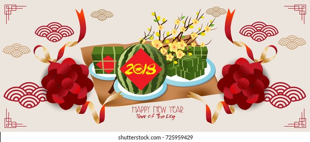 Banner with a dog in the style of the tribe and the text of the new year