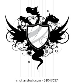 Banner with dragon and design elements