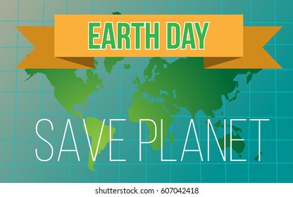 Banner earth day. World map
