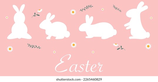 Banner with Easter bunnies. Easter. Vector graphics
