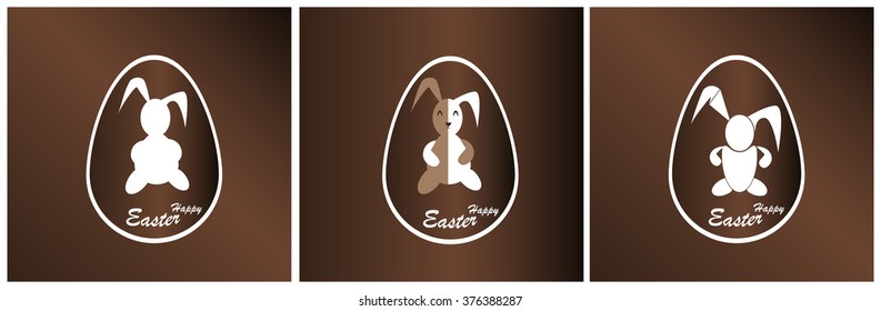 Banner Easter Bunny in a chocolate egg. Vector illustration.