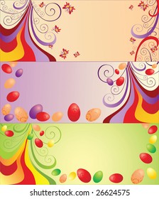 Cartel con huevos de pascua y mariposas