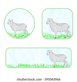 Banner Easter lamb polygons vector illustration