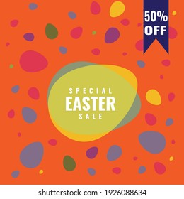 banner easter sale with eggs ornament vector