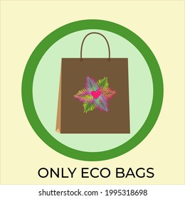 banner eco bag con hojas de palmas en el fondo amarillo 
