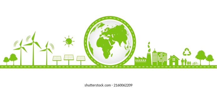 Banner Eco friendly, Sustainability development concept and World environmental day, Vector illustration