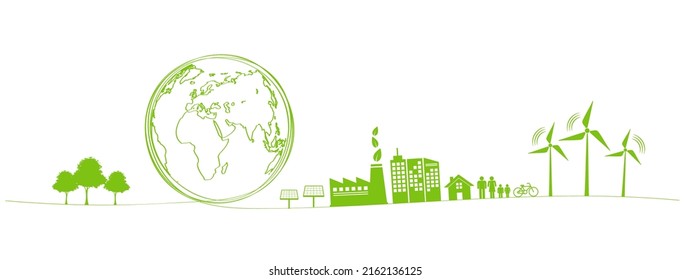 Banner Eco friendly, Sustainability development concept and World environmental day, Vector illustration