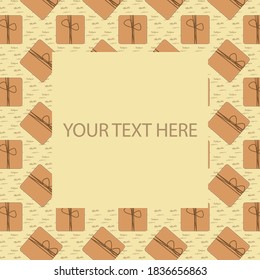 Banner with eco on a kraft paper background, gift boxes with space for text