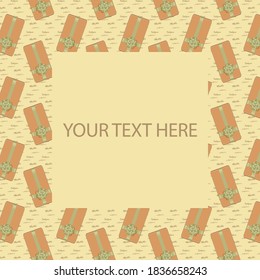 Banner with eco on a kraft paper background, gift boxes with space for text
