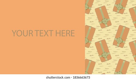 Banner with eco on a kraft paper background, gift boxes with space for text