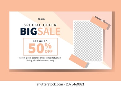 banner editable pink big sale discount